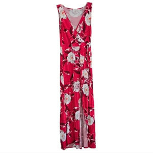 See You Monday | Red Floral Faux Wrap Dress Sz XL ~ 3/$15